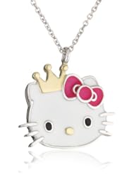 Hello Kitty by Simmons Jewelry Co. Gold Plated Crown and Red Bow Medium Slide Girls Pendant Necklace