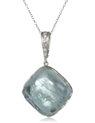 Zaiken Jewelry "Calligraphy Collection" Aquamarine and Diamond Framed Pendant Necklace