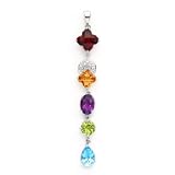 14k White Gold Multicolor Gemstone Pendant
