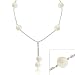 Sterling Silver Iridescent Genuine Freshwater Cultured Round Wihte Coin Pearl Twist D-cut Lariat Necklace
