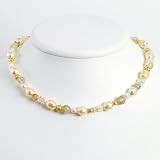 Sterling Silver Rutilated Quartz/Citrine/Champagne Cultured Pearl Necklace - 18 Inch