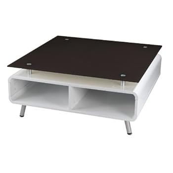 Table basse laqué blanc carrée 90 cm Léa Id'Clik