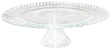 Tag Hobnail Rim Pressed Glass 10.75″ Diameter Pedestal Cake Plate, Clear Glass 4.25″ High