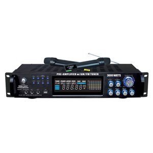 Pyle PWMA3003T 3000W Hybrid Pre Amplifier with AM/FM Tuner/USB/Dual Wireless Mic $140.99