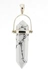 Howlite Double Terminated Point Pendant - Sterling Silver .925
