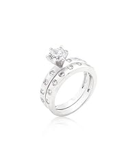Bezel Set Round Cut Bridal Ring Set