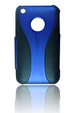 NTK iPhone 3G 3GS Dual Blade Polycarbonate Rubberized Slim Fit Front and Back Cover Two Piece Design Case (Black/Blue)