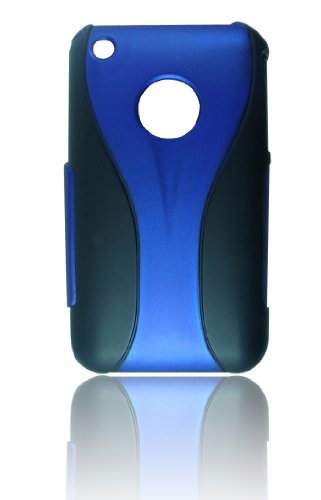 NTK iPhone 3G 3GS Dual Blade Polycarbonate Rubberized Slim Fit Front and Back Cover Two Piece Design Case (Black/Blue)