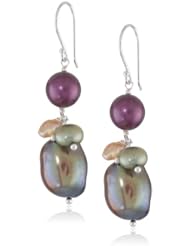Multi-Color Freshwater Cultured Pearl Sterling Silver Ear Wire Drop Earrings