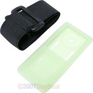 Clear Green Silicone Skin Cover w/ Armband for Samsung T10 / YP-T10