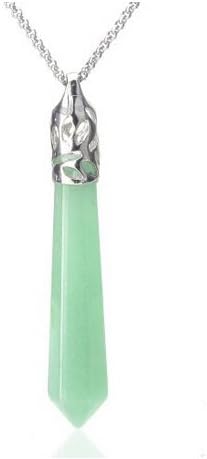 Natural Hexagonal Pile Gemstone Crystal Pendant Necklace, Stainless Steel Chain, Unisex, Power Healing Chakra