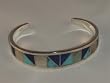 Navajo Sterling Silver Bracelet with Inlaid Turquoise, Lapis, Mother of Pearl, and Black Onyx - BR-0025