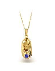 14K Yellow Gold Tanzanite Birthstone Baby Bootie Pendant