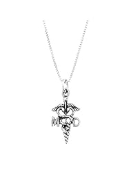 Sterling Silver One Sided MD Caduceus Necklace
