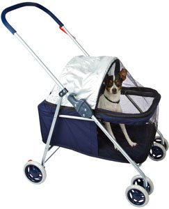Small Navy Blue Folding Dog Stroller