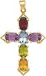 14k Gold & Semi-Precious Stone Cross (3.66ctw)