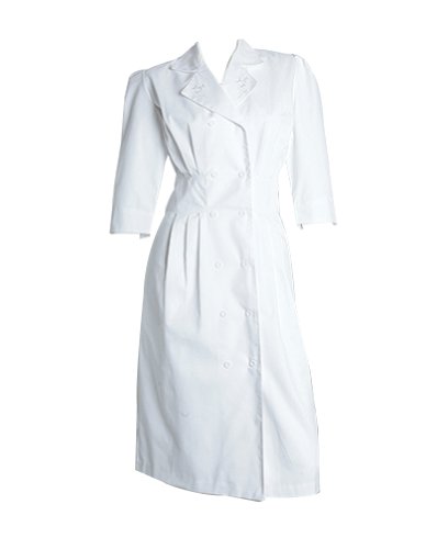 Barco Uniforms Prima Missy 2 Pocket White Embroidered Button Front Dress