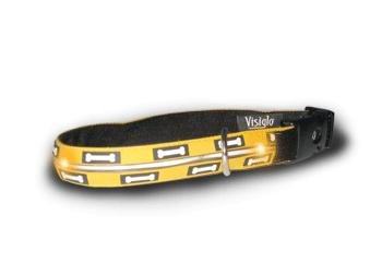 Visiglo Silicone Lighted Dog Collar with LED Flashing Lights - Bones Pattern, Small Size 10