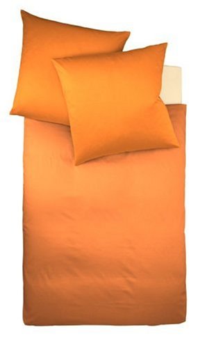 fleuresse Bettw&auml;sche colours Satin Uni 9100-2044, Mako Satin in 155x220 cm, Farbe Orange,  Preisvergleich