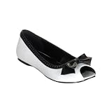 DAISY-64 Womens Ballet Flats With Peep Toe With Bow Cute Teen Shoes Juniors Black Red White PU PLEASER
