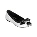 DAISY-64 Womens Ballet Flats With Peep Toe With Bow Cute Teen Shoes Juniors Black Red White PU PLEASER