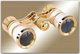 Adorama 3 x 25 Aida Focusing Opera Glass Binocular, White with Gold Trim