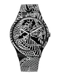 Swatch SUOZ150 draconem dragon printed black dial plastic strap unisex watch NEW