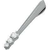 14K White Gold Three 3 Stone Diamond Pendant