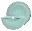 Recycled Art Glass Medium White Salad Bowl 7"D, 3.25"H Set / 2