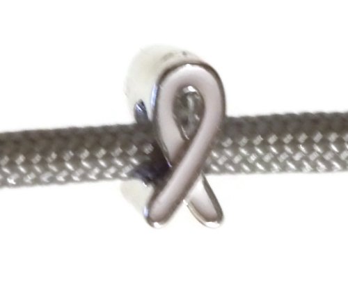 Lung Cancer White Awareness Ribbon Bead - 4mm Diameter Hole Bead fits Pandora, Biagi, Chamilia, and other European Charm Bracelets.