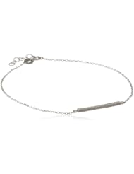 Sterling Silver Cubic Zirconia Bar Anklet, 9 + 1"