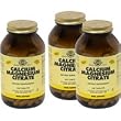 3 Bottles of Calcium Magnesium Citrate - Proper functioning of the heart and nerves, 3x250 Tabs,(Solgar)