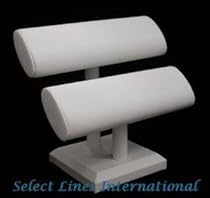 NEW White Faux Leather T-Bar 2 Tier Bracelet Display !! NEW White Faux Leather T-Bar 2 Tier Bracelet Display !!
