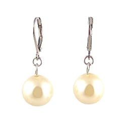 Earrings - E106 - Glass Pearl Drops (10 mm) hung on Silver Tone Leverbacks ~ Cream