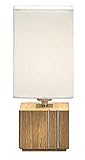 Markslojd Milton Square Base Table Lamp Oak and Steel White Shade