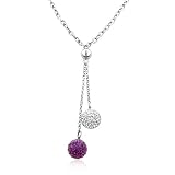 Swarovski Crystal Multi-Color Glitter Ball Drop Necklace in Sterling Silver 16