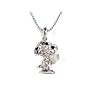 Snoopy I LOVE YOU Crystal Pave White Gold Plate Necklace 15" ball chain