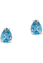 14K Yellow/White Gold 1 3/4 ct. Teardrop Shaped Blue Topaz Earring Studs