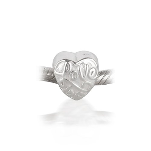 Valentines Day Bling Jewelry 925 Sterling Silver Heart Love Message Bead Pandora Troll Chamilia Biagi Charm Compatible