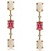 Pink Tourmaline Opal & Diamond Drop Earrings Dangling in 14K Yellow Gold
