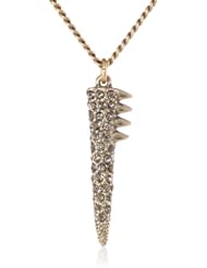 Sam Edelman Pave Spike Antique Worn Gold Colored Pendant Necklace, 18"