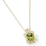 14K Rose or Yellow Gold Gemstone & Diamond Pendant w/ Chain