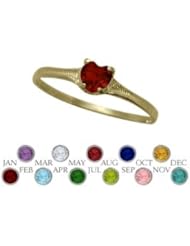 14 Karat Yellow Gold Genuine Garnet Heart Shape Gem Baby Ring