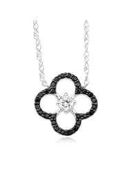 0.15 Cts Black & White Diamond Pendant in 14K White Gold