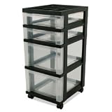 Mini Chests,4-Drawer,12-1/16"x14-1/4"x26-7/16",Black