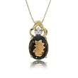 Large Oval Smoky Topaz Diamond Pendant Box Chain Necklace