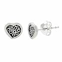 Sterling Silver Small Dotted Mini Kids Heart Stud Earrings Valentine's Day