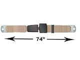 2-Point Lap Seat Belt, Tan, 74 Inch Length, with End Release Button