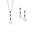 Diamond Jewelry Set with South Sea Pearl and Sapphire in 14K White Gold