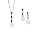Diamond Jewelry Set with Fresh Water Pearl and Sapphire in 14K White Gold
